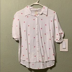 White Watermelon Button Down Shirt